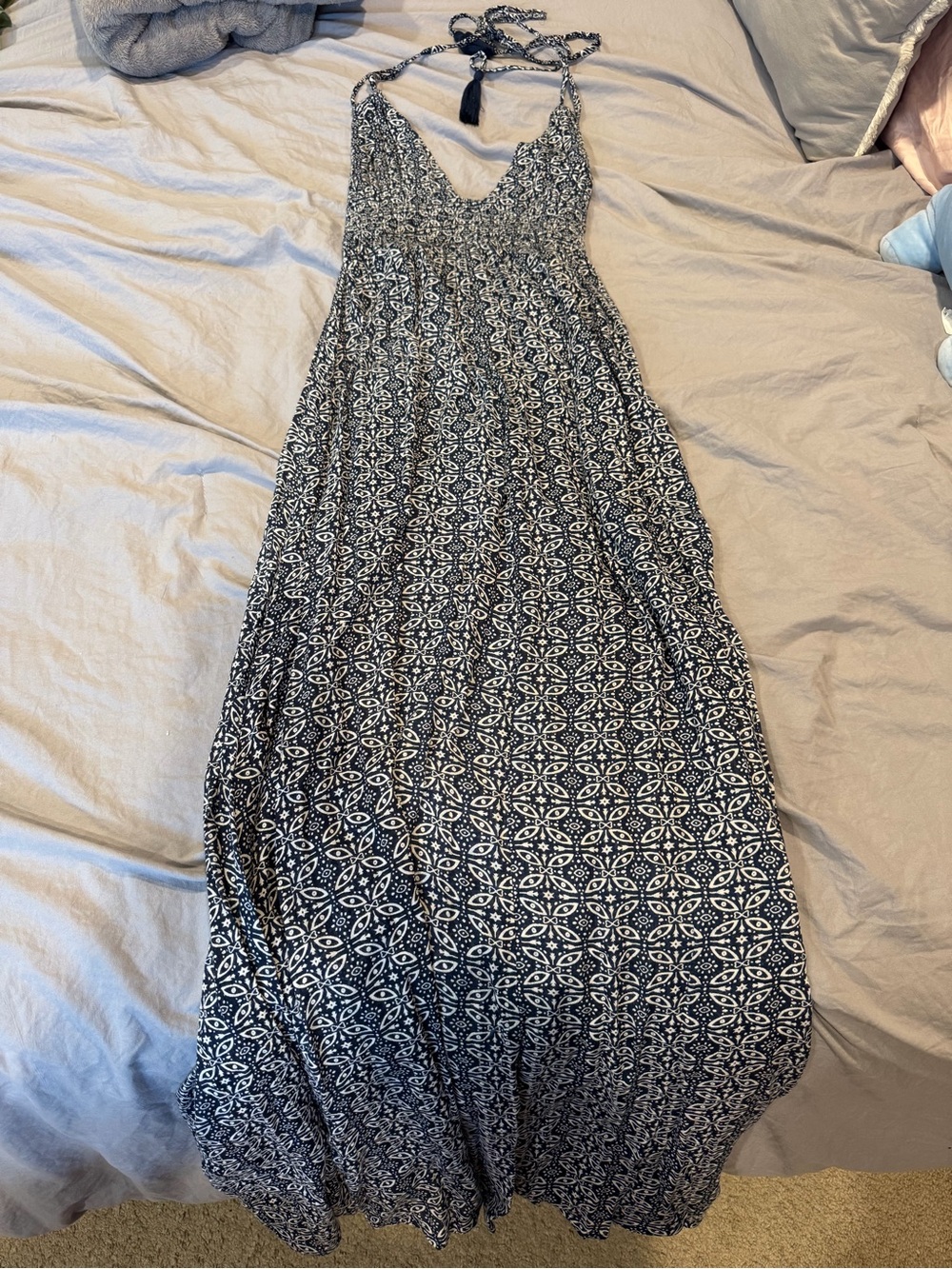 Lulus blue and white maxi dress